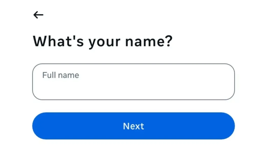 Instagram account Creation fill name