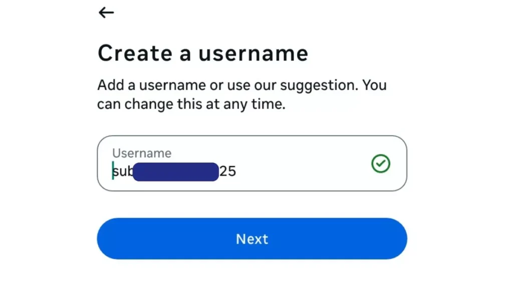 Instagram account user name select